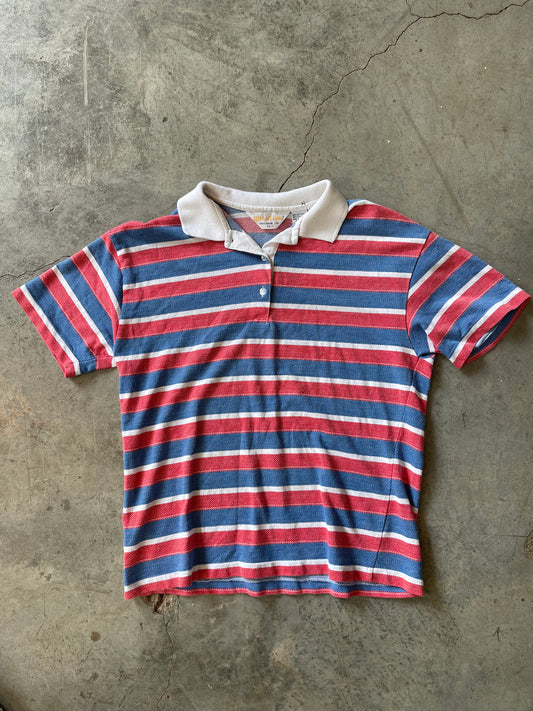 Striped Polo Shirt Perfect For Summer—L