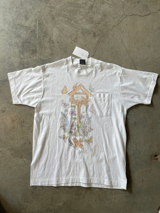 Vintage Birdhouse Cottagecore Tee—L