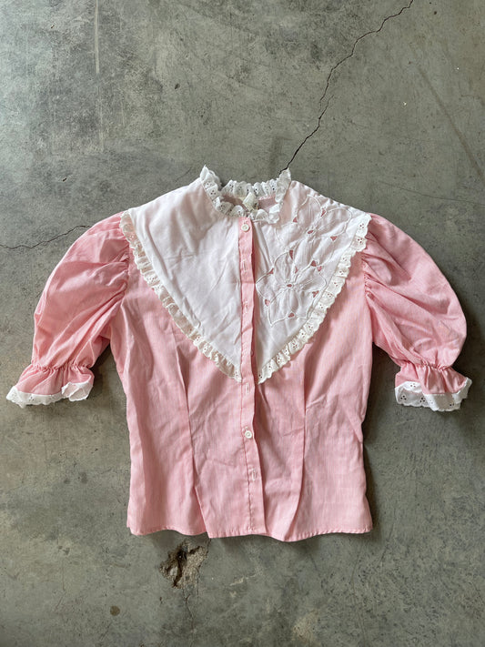 Vintage Striped Lace Blouse-WMNS XS