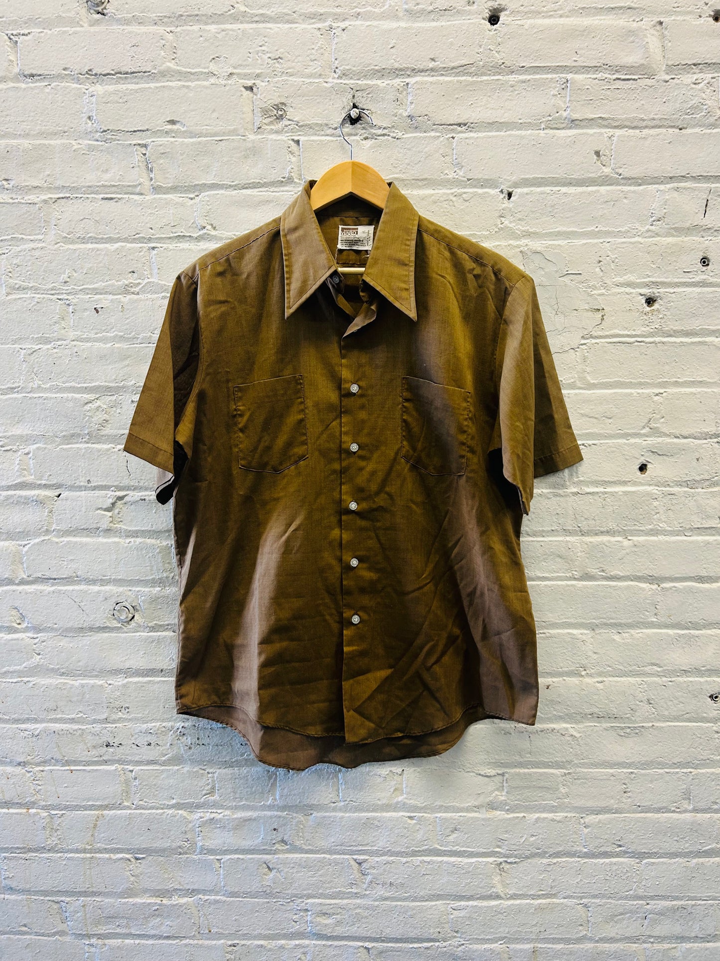 Earth Tone Brown Button Up Shirt - Large