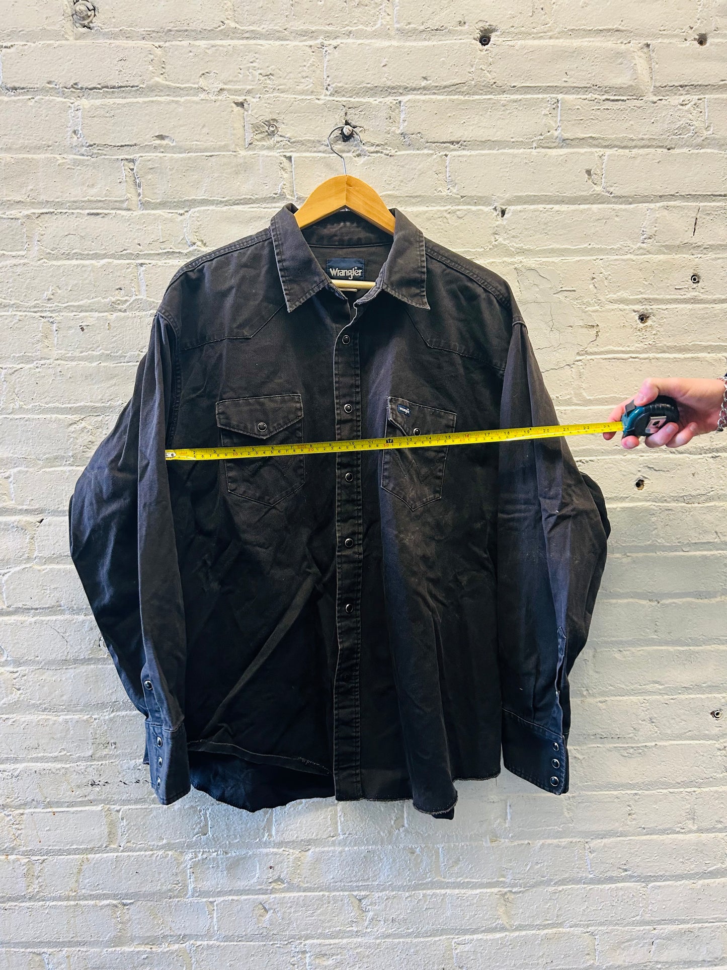 Wrangler Black Button Up Shirt - XL