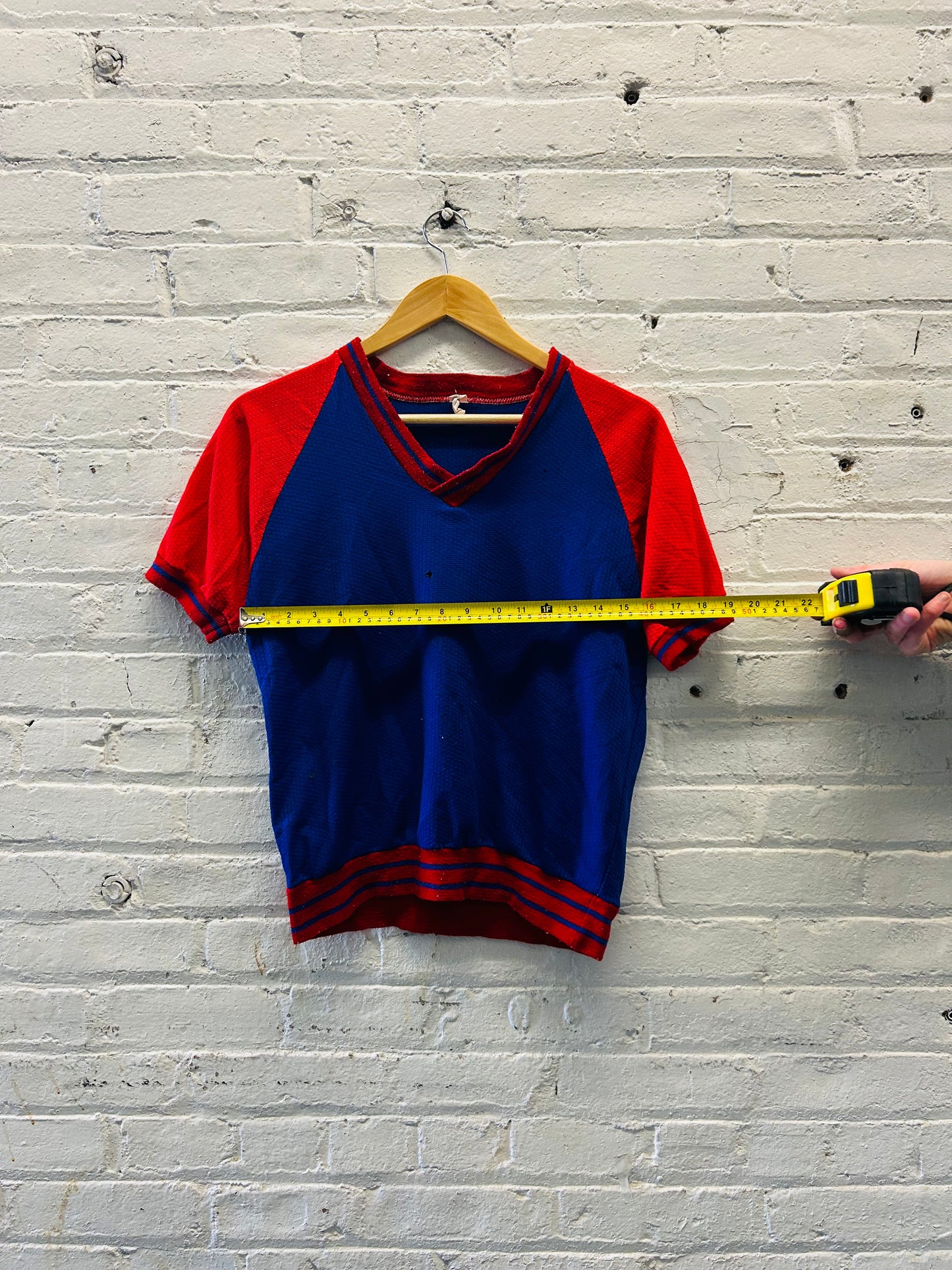 60's Single-Stitched Red and Blue Sports Jersey - Small