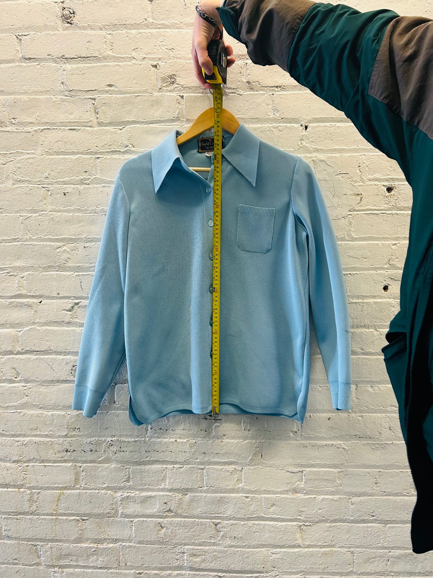 Ice Blue Collared Knit Shirt - Medium