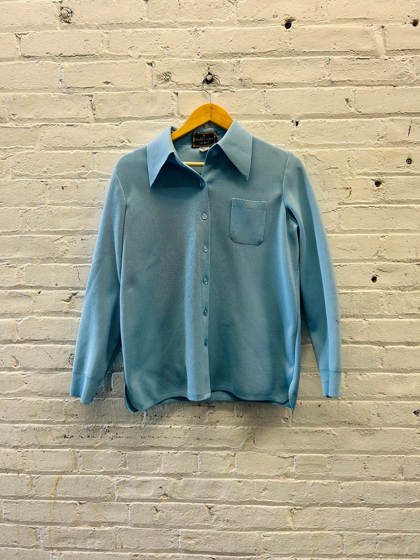 Ice Blue Collared Knit Shirt - Medium