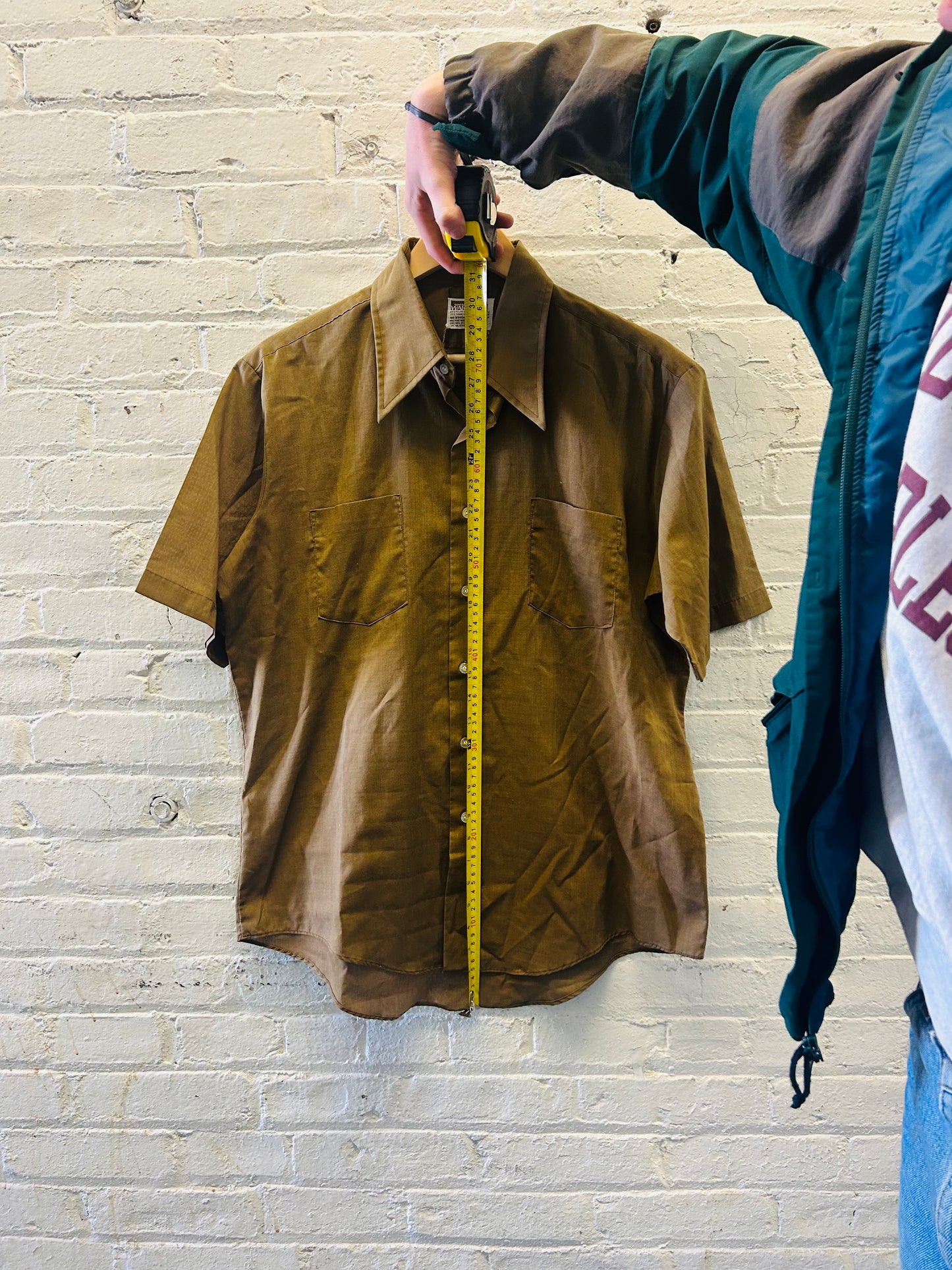 Earth Tone Brown Button Up Shirt - Large