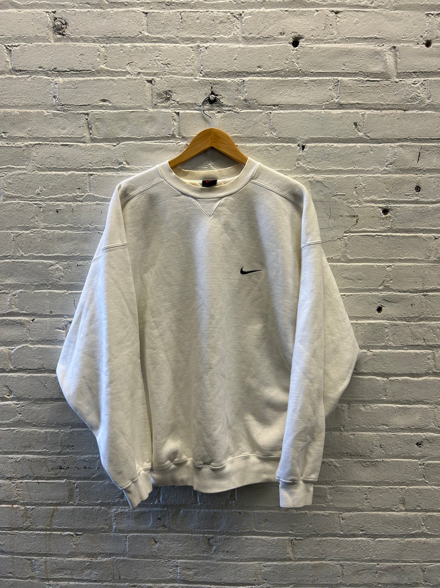 Nike Mini Swoosh White Crewneck - Large/XL